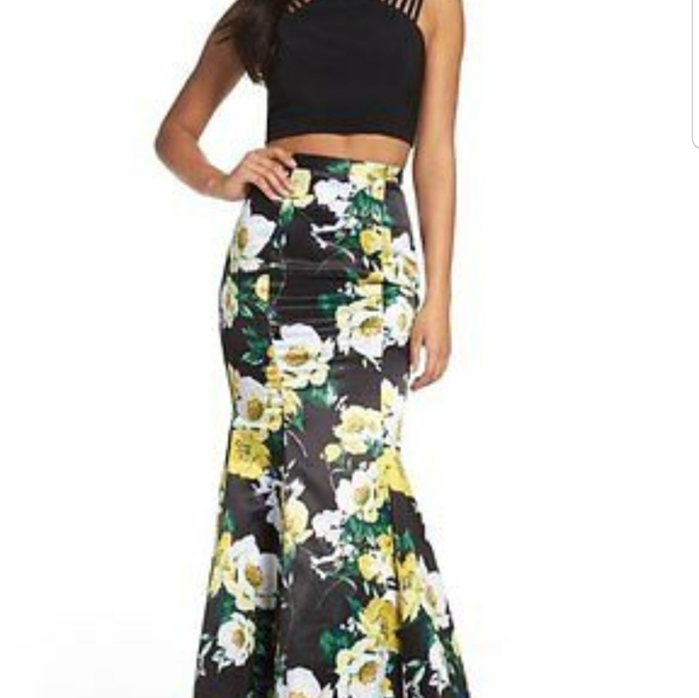 Xscape floral mermaid gown dress